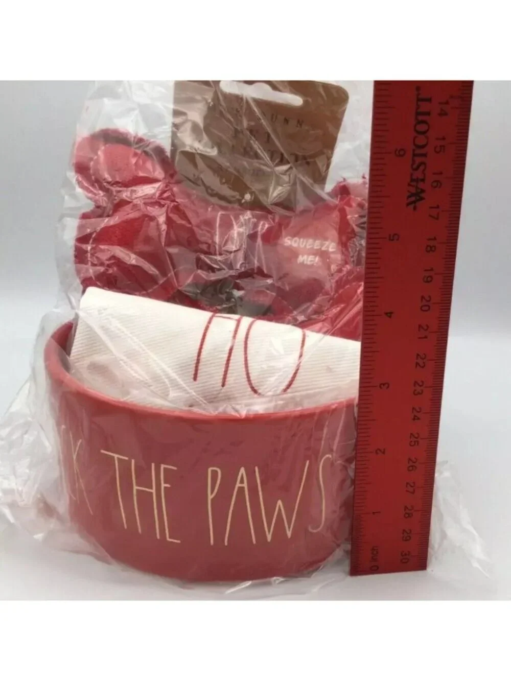Rae Dunn Dog Food Bowl Christmas Gift Set “DECK THE PAWS” W/ Pet Bandanna & Toy